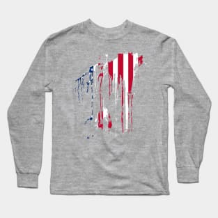 American USA Flag Paint Splash Long Sleeve T-Shirt